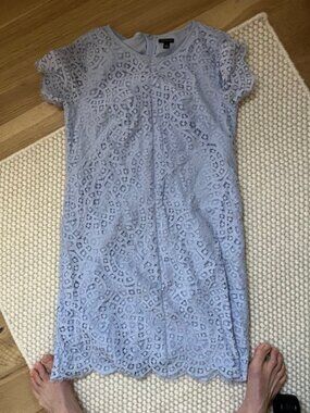 Ann Taylor Periwinkle Lace Overlay Shift Dress Size 8